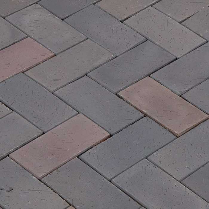 Клинкерная брусчатка Lode Tybet (оттенки) серо-пестрая шероховатая, 200х100х47 мм